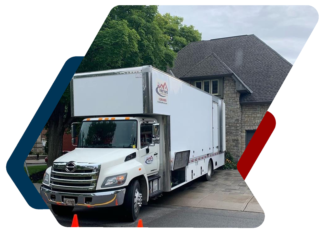 Moving truck in front of a house